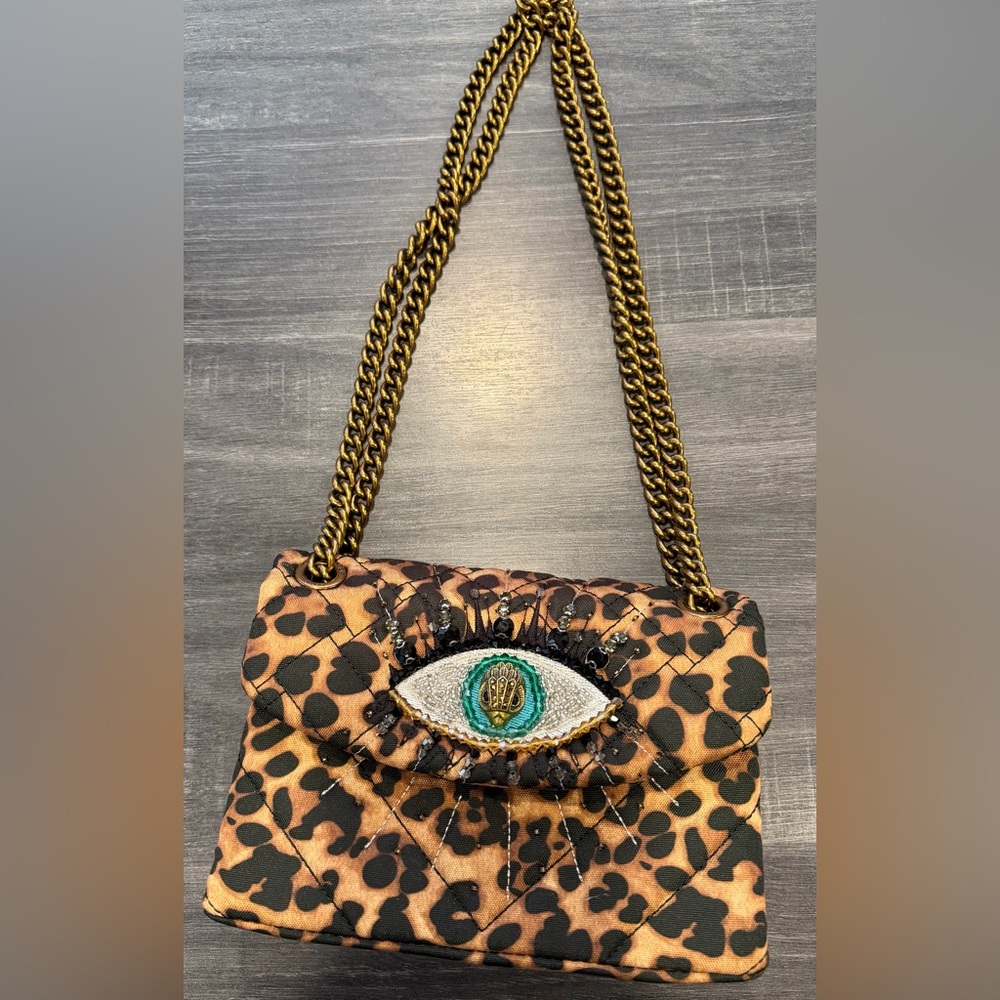 Kurt Geiger Brown Leopard Eye Mini Kensington Crossbody/ Shoulder Bag